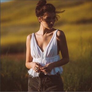 brandy melville riley babydoll flowy white tank top